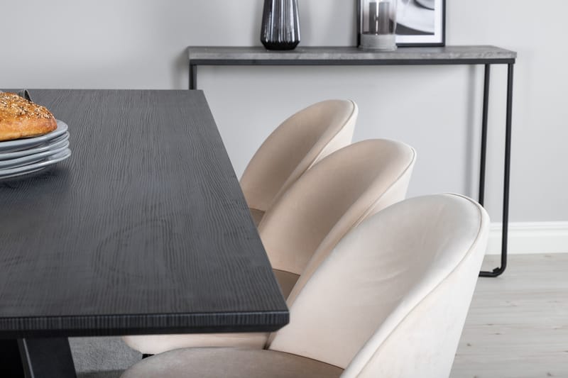 Marina Matgrupp 180 cm Rektangulär med 6 Velvet stolar - Beige - Products - Möbler - Bord & matgrupp - Matgrupp