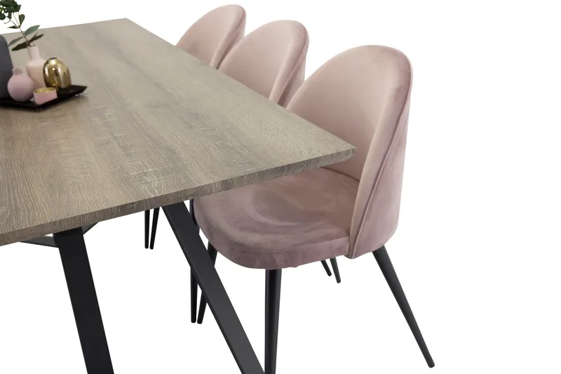 Marina Matgrupp 180 cm Rektangulär med 6 Velvet stolar - Svart - Products - Möbler - Bord & matgrupp - Matgrupp