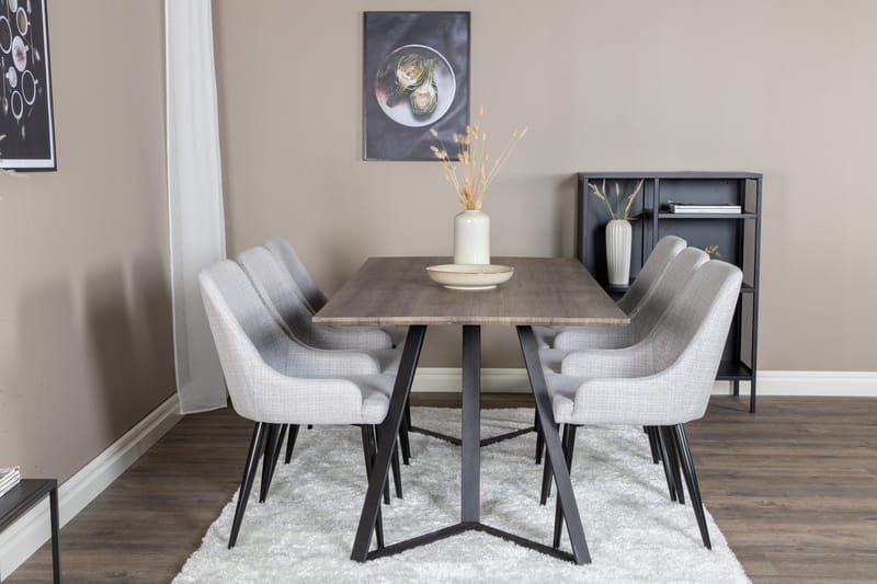 Marina Matgrupp 180 cm Rektangulär med 6 Plaza stolar - Svart - Products - Möbler - Bord & matgrupp - Matgrupp