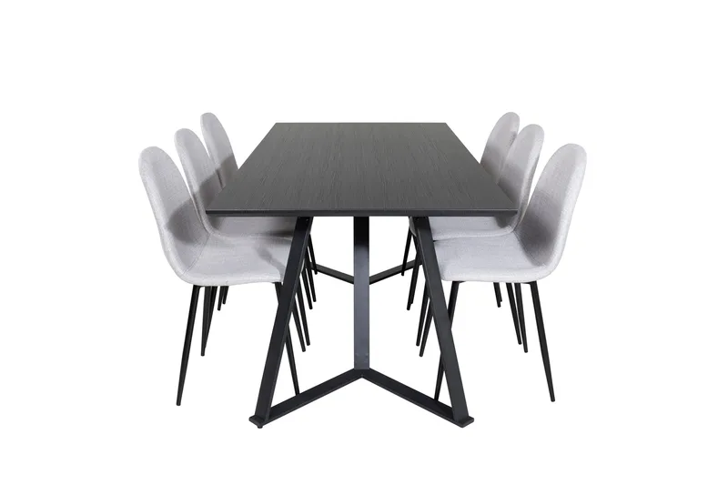 Marina Matgrupp 180 cm Rektangulär med 6 Polar stolar, Svart