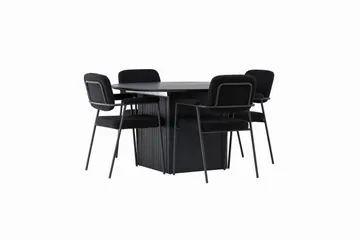 Matilda Matgrupp 130 cm Rund med 4 Yesterday Stolar - Svart - Products - Möbler - Bord & matgrupp - Matgrupp