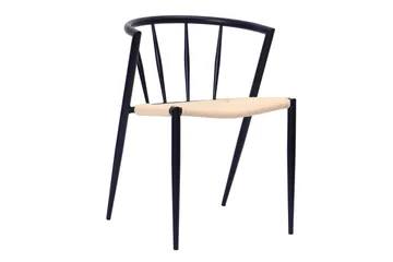 Noira Ovalt Matbord 220 cm med 6 Winston Matstolar - Svart / Beige / Metallben Svart - Products - Möbler - Bord & matgrupp - Matgrupp