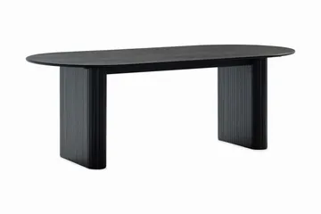 Noira Ovalt Matbord 220 cm Svart +  8 st Nibe stol beige med valnöt ben - Svart/Beige - Products - Möbler - Bord & matgrupp - Matgrupp