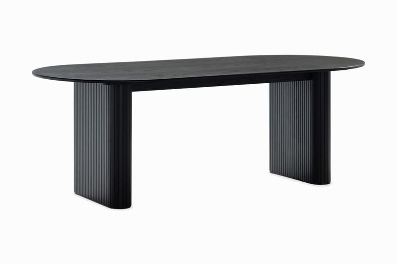 Noira Ovalt Matbord 220 cm Svart +  8 st Nibe stol grå med valnöt ben - Svart/Grå - Products - Möbler - Bord & matgrupp - Matgrupp