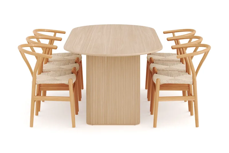 Noira Ovalt Matgrupp 220 cm med 6 Dastoori Matstolar - Natur - Products - Möbler - Bord & matgrupp - Matgrupp