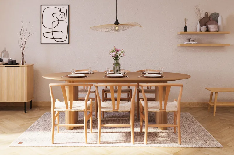Noira Ovalt Matgrupp 220 cm med 6 Dastoori Matstolar - Natur - Products - Möbler - Bord & matgrupp - Matgrupp