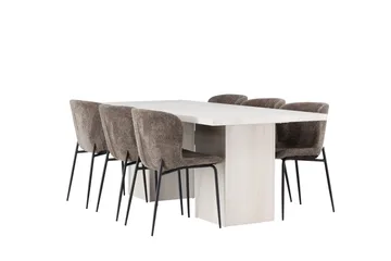 Olga Matgrupp 200 cm Rektangulär med 6 Modesto Stolar - Mörkgrå - Products - Möbler - Bord & matgrupp - Matgrupp