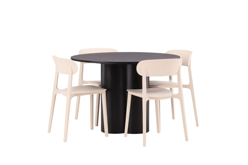 Olivia Matgrupp 110 cm Rund med 4 Åstol Stolar - Beige - Products - Möbler - Bord & matgrupp - Matgrupp