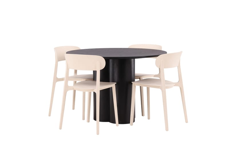 Olivia Matgrupp 110 cm Rund med 4 Åstol Stolar - Beige - Products - Möbler - Bord & matgrupp - Matgrupp