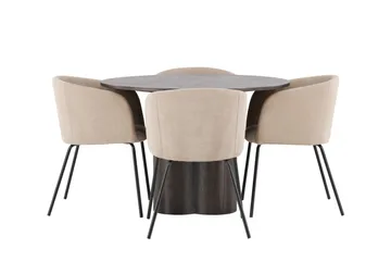 Olivia Matgrupp 110 cm Rund med 4 Berit stolar - Beige - Products - Möbler - Bord & matgrupp - Matgrupp