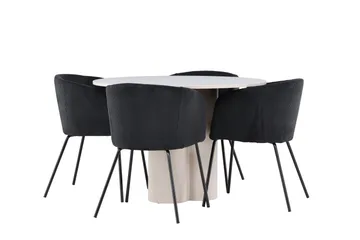 Olivia Matgrupp 110 cm Rund med 4 Berit stolar - Beige/Svart - Products - Möbler - Bord & matgrupp - Matgrupp