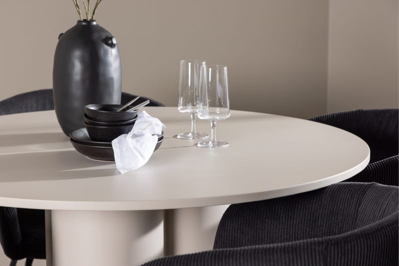Olivia Matgrupp 110 cm Rund med 4 Berit stolar - Beige/Svart - Products - Möbler - Bord & matgrupp - Matgrupp