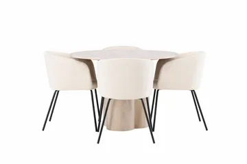 Olivia Matgrupp 110 cm Rund med 4 Berit stolar - Whitewash - Products - Möbler - Bord & matgrupp - Matgrupp