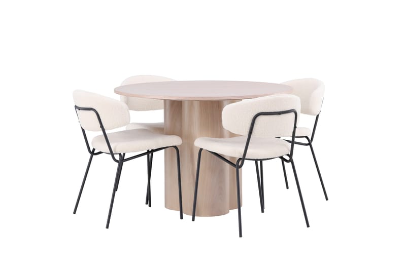 Olivia Matgrupp 110 cm Rund med 4 Chico Stolar - Whitewash - Products - Möbler - Bord & matgrupp - Matgrupp