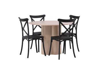 Olivia Matgrupp 110 cm Rund med 4 Crosett stolar - Whitewash - Products - Möbler - Bord & matgrupp - Matgrupp