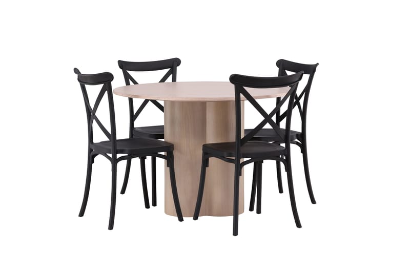 Olivia Matgrupp 110 cm Rund med 4 Crosett stolar - Whitewash - Products - Möbler - Bord & matgrupp - Matgrupp