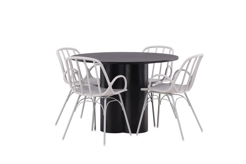 Olivia Matgrupp 110 cm Rund med 4 Dyrön Stolar - Svart - Products - Möbler - Bord & matgrupp - Matgrupp