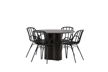 Olivia Matgrupp 110 cm Rund med 4 Dyrön stolar - Svart - Products - Möbler - Bord & matgrupp - Matgrupp