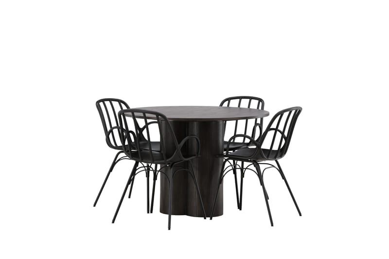 Olivia Matgrupp 110 cm Rund med 4 Dyrön stolar - Svart - Products - Möbler - Bord & matgrupp - Matgrupp