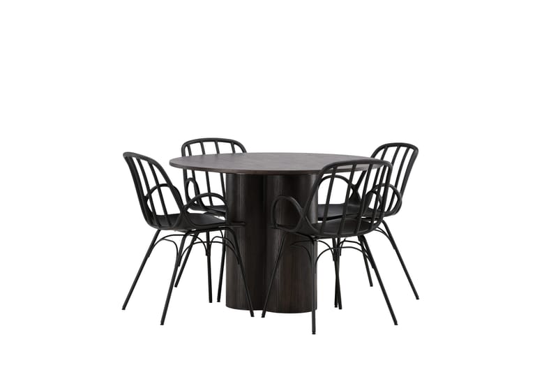 Olivia Matgrupp 110 cm Rund med 4 Dyrön stolar - Svart - Products - Möbler - Bord & matgrupp - Matgrupp