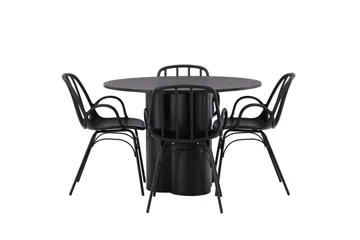 Olivia Matgrupp 110 cm Rund med 4 Dyrön Stolar - Svart - Products - Möbler - Bord & matgrupp - Matgrupp