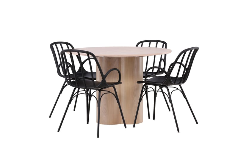 Olivia Matgrupp 110 cm Rund med 4 Dyrön stolar - Whitewash - Products - Möbler - Bord & matgrupp - Matgrupp