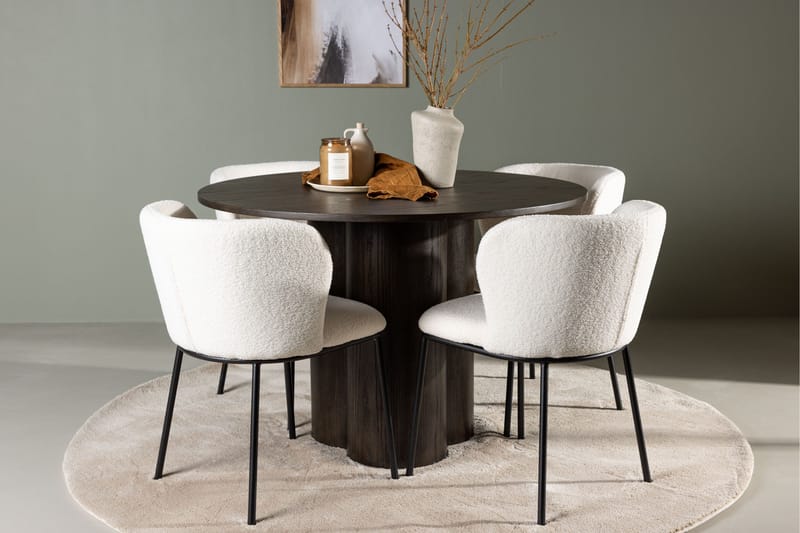 Olivia Matgrupp 110 cm Rund med 4 Edina Stolar - Mocca - Products - Möbler - Bord & matgrupp - Matgrupp
