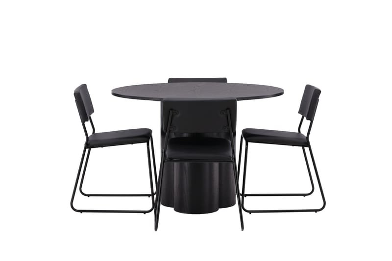 Olivia Matgrupp 110 cm Rund med 4 Kenth Stolar - Svart - Products - Möbler - Bord & matgrupp - Matgrupp