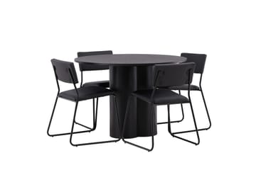 Olivia Matgrupp 110 cm Rund med 4 Kenth Stolar - Svart - Products - Möbler - Bord & matgrupp - Matgrupp