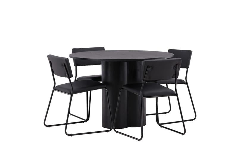 Olivia Matgrupp 110 cm Rund med 4 Kenth Stolar - Svart - Products - Möbler - Bord & matgrupp - Matgrupp