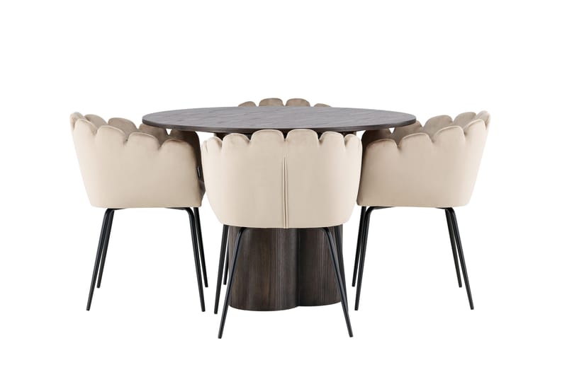 Olivia Matgrupp 110 cm Rund med 4 Limhamn stolar - Beige - Products - Möbler - Bord & matgrupp - Matgrupp