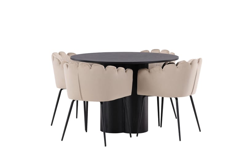 Olivia Matgrupp 110 cm Rund med 4 Limhamn Stolar - Beige - Products - Möbler - Bord & matgrupp - Matgrupp