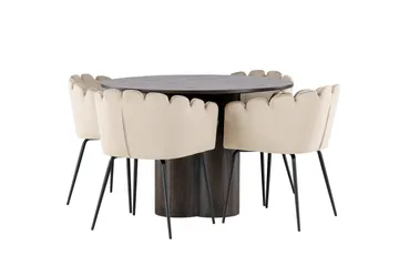 Olivia Matgrupp 110 cm Rund med 4 Limhamn stolar - Beige - Products - Möbler - Bord & matgrupp - Matgrupp