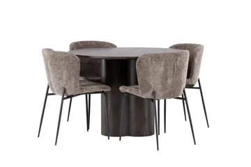 Olivia Matgrupp 110 cm Rund med 4 Modesto stolar - Beige - Products - Möbler - Bord & matgrupp - Matgrupp