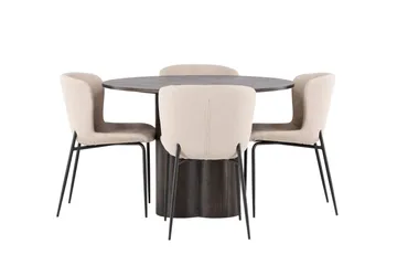 Olivia Matgrupp 110 cm Rund med 4 Modesto stolar - Mörkgrå - Products - Möbler - Bord & matgrupp - Matgrupp