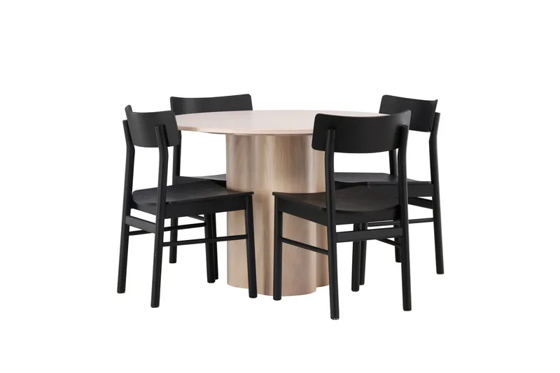 Olivia Matgrupp 110 cm Rund med 4 Montros stolar - Whitewash - Products - Möbler - Bord & matgrupp - Matgrupp