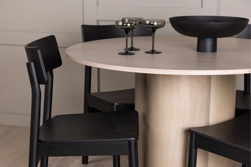 Olivia Matgrupp 110 cm Rund med 4 Montros stolar - Whitewash - Products - Möbler - Bord & matgrupp - Matgrupp