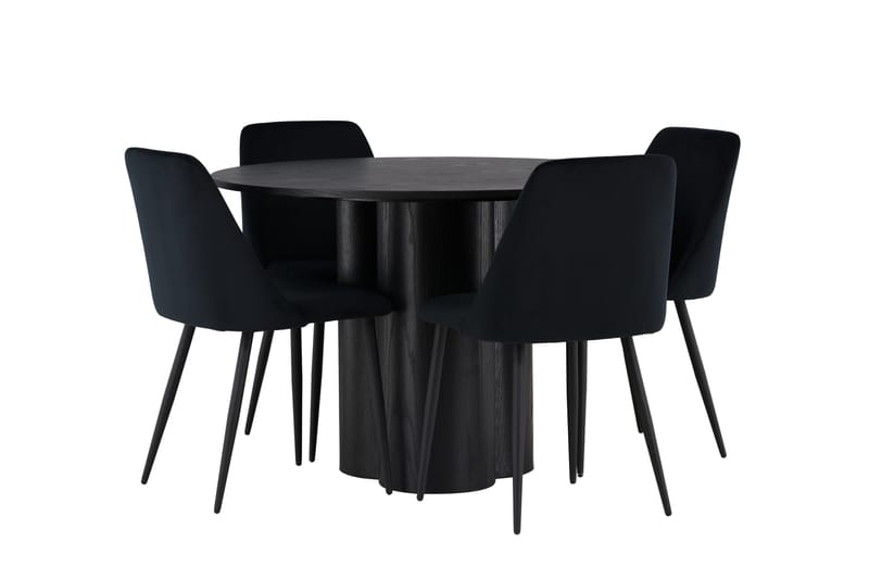 Olivia Matgrupp 110 cm Rund med 4 Night Stolar - Svart - Products - Möbler - Bord & matgrupp - Matgrupp
