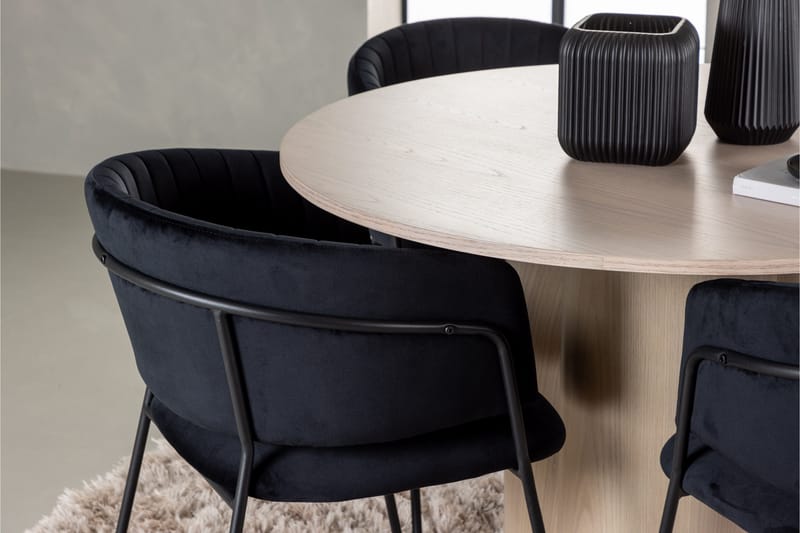 Olivia Matgrupp 110 cm Rund med 4 Selma Stolar - Svart - Products - Möbler - Bord & matgrupp - Matgrupp