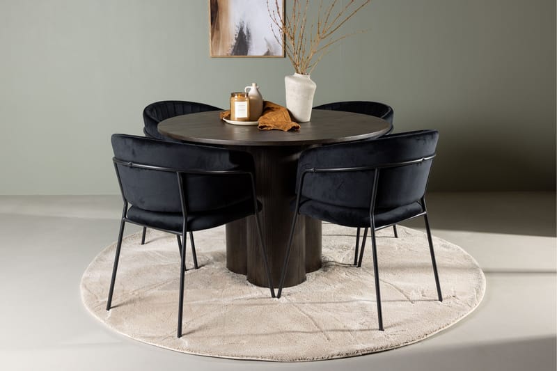 Olivia Matgrupp 110 cm Rund med 4 Selma Stolar - Svart - Products - Möbler - Bord & matgrupp - Matgrupp