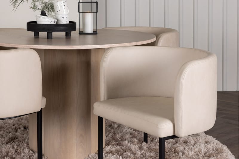 Olivia Matgrupp 110 cm Rund med 4 Simrishamn stolar - Whitewash - Products - Möbler - Bord & matgrupp - Matgrupp