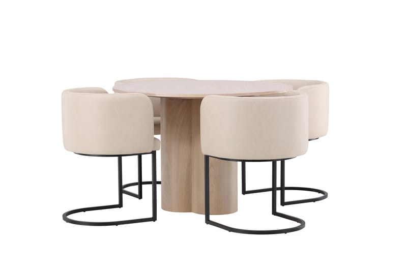 Olivia Matgrupp 110 cm Rund med 4 Simrishamn stolar - Whitewash - Products - Möbler - Bord & matgrupp - Matgrupp