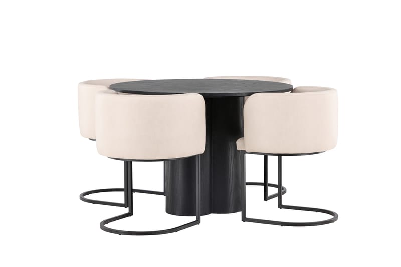 Olivia Matgrupp 110 cm Rund med 4 Simrishman Stolar - Beige - Products - Möbler - Bord & matgrupp - Matgrupp