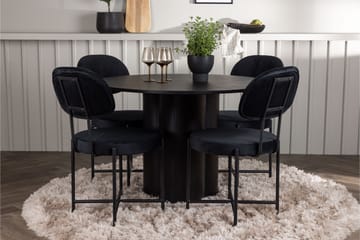 Olivia Matgrupp 110 cm Rund med 4 Stella Stolar - Svart - Products - Möbler - Bord & matgrupp - Matgrupp