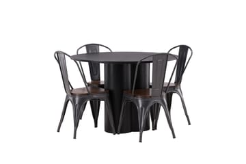 Olivia Matgrupp 110 cm Rund med 4 Tempe Stolar - Svart - Products - Möbler - Bord & matgrupp - Matgrupp