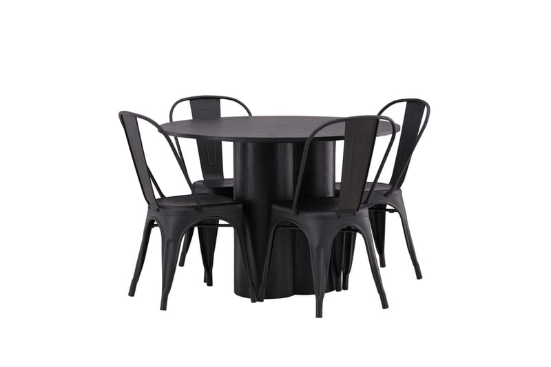 Olivia Matgrupp 110 cm Rund med 4 Tempe Stolar - Svart - Products - Möbler - Bord & matgrupp - Matgrupp