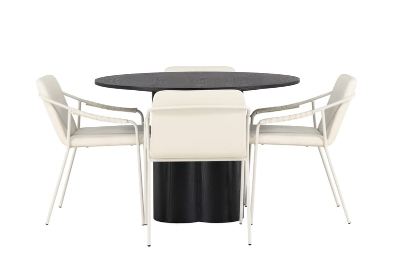 Olivia Matgrupp 110 cm Rund med 4 Tvist Stolar, Beige
