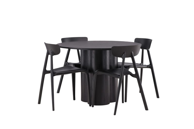 Olivia Matgrupp 110 cm Rund med 4 Ursholmen Stolar - Svart - Products - Möbler - Bord & matgrupp - Matgrupp