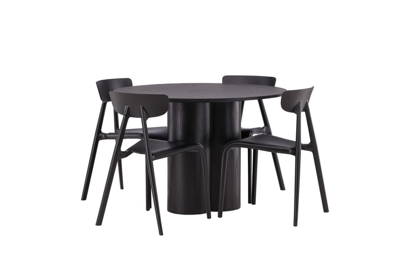 Olivia Matgrupp 110 cm Rund med 4 Ursholmen Stolar - Svart - Products - Möbler - Bord & matgrupp - Matgrupp