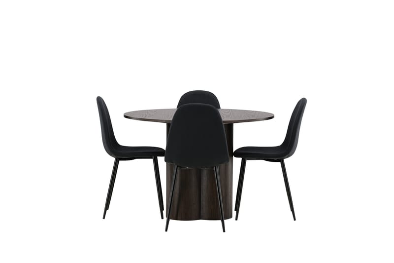 Olivia Matgrupp 110 cm Rund med 4 Polar stolar - Svart - Products - Möbler - Bord & matgrupp - Matgrupp